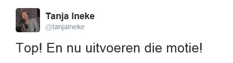 Tanja Ineke - tweet aannemen D66-motie opvang LHBT-asielzoekers - 1 maart 2016